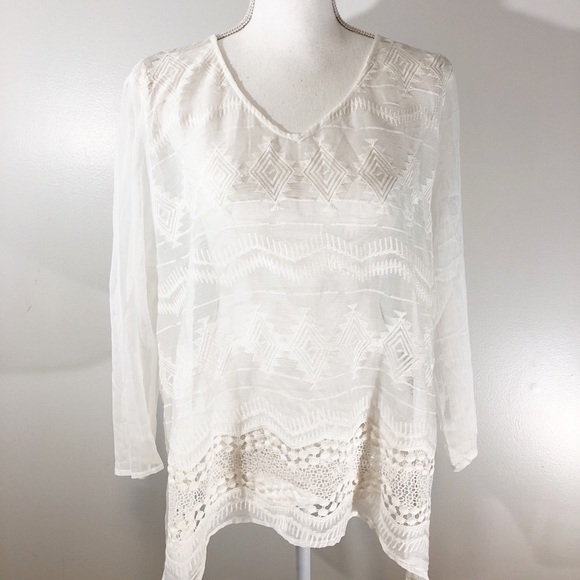 Chico's Tops - Chico’s Sheer Lace Cover/Tunic